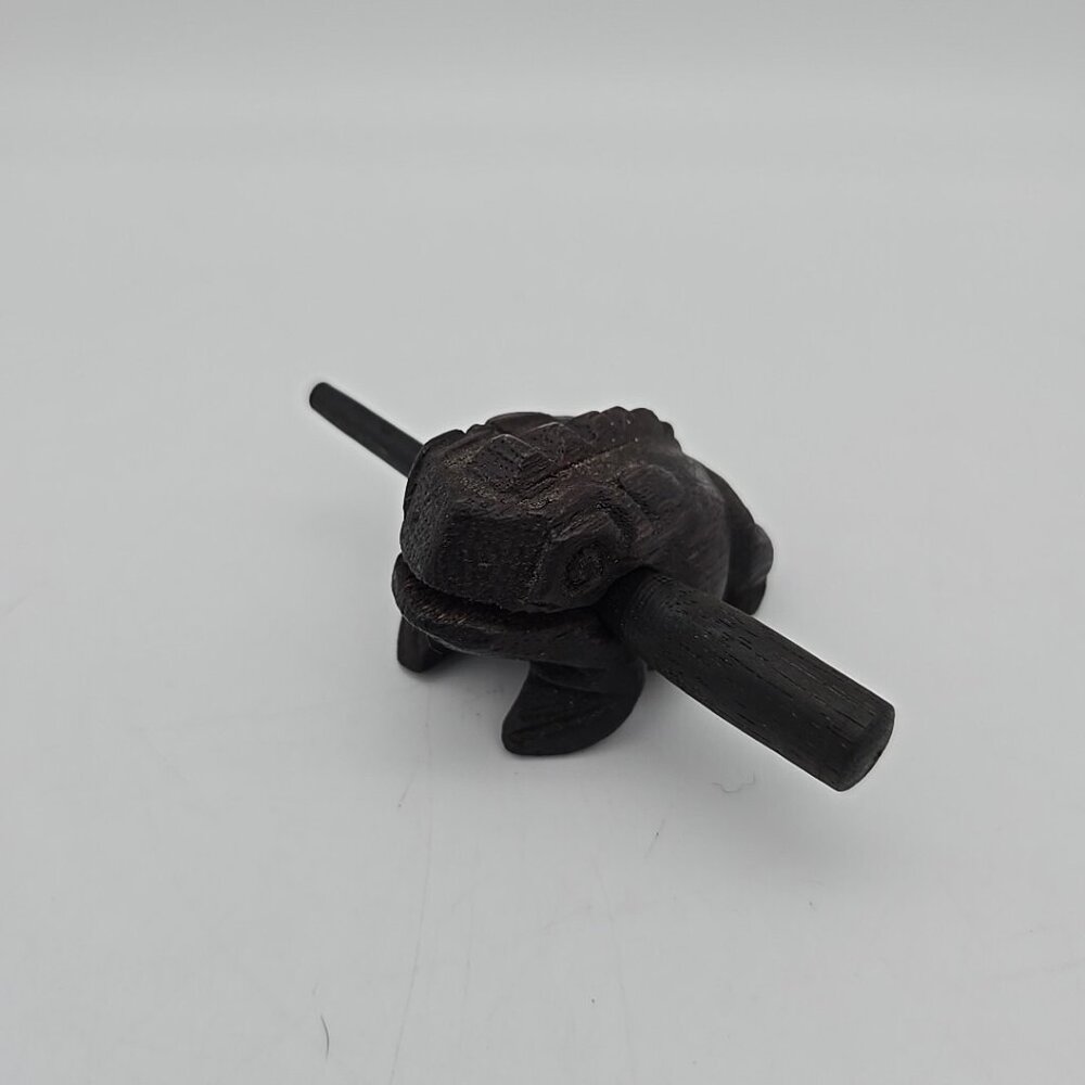 Wooden Vintage Black Croaking Frog Guiro Instrument M1